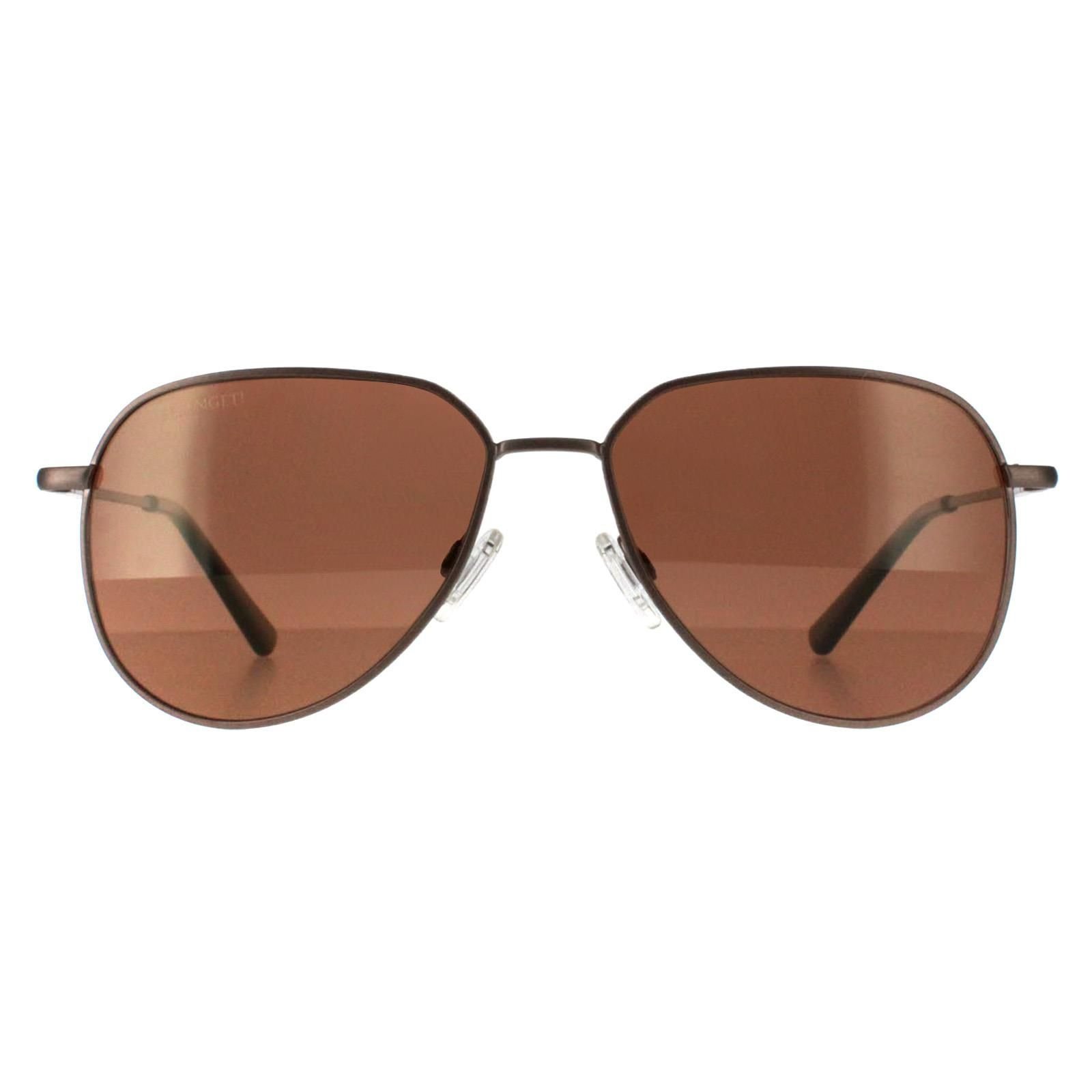 Serengeti Serengeti Men's Aviator Brushed Bronze Mineral Drivers Gold Polarized Haywood Small in Brown - 1