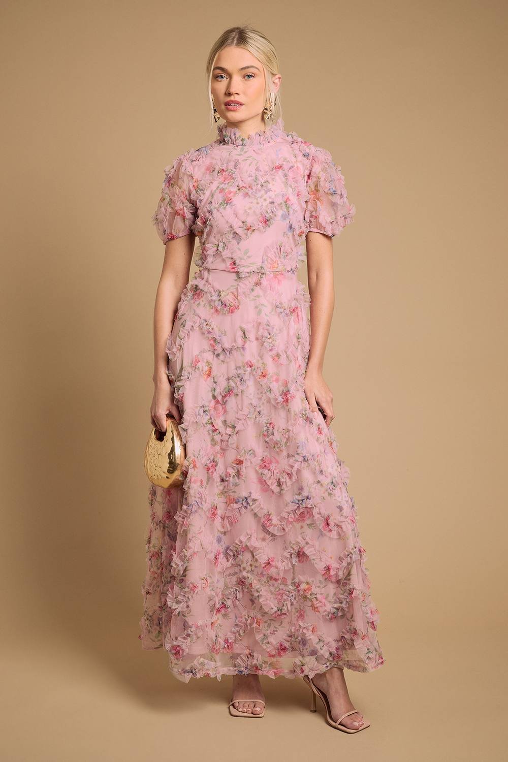 Oasis Oasis Women's Printed Textured Maxi Dress in Pink - 2