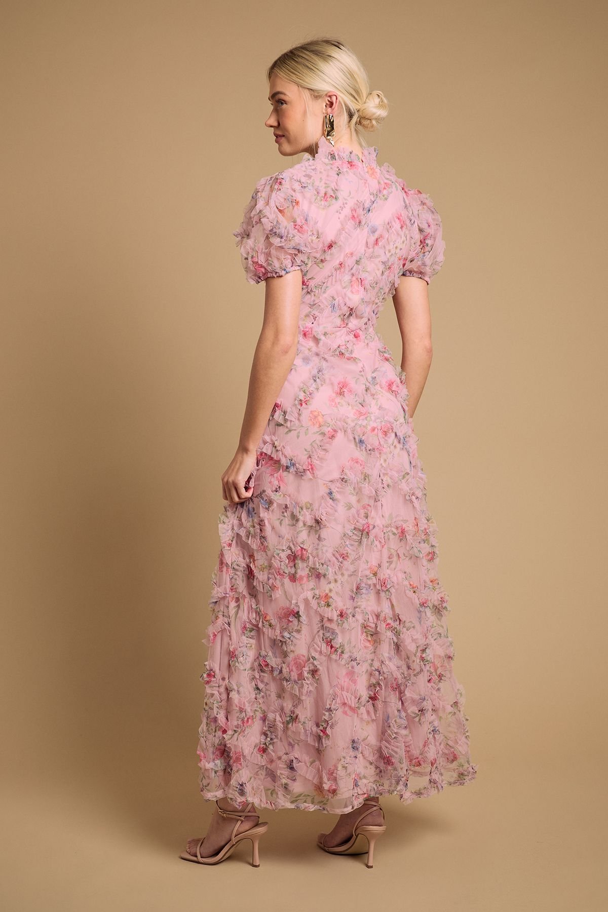 Oasis Oasis Women's Printed Textured Maxi Dress in Pink - 3