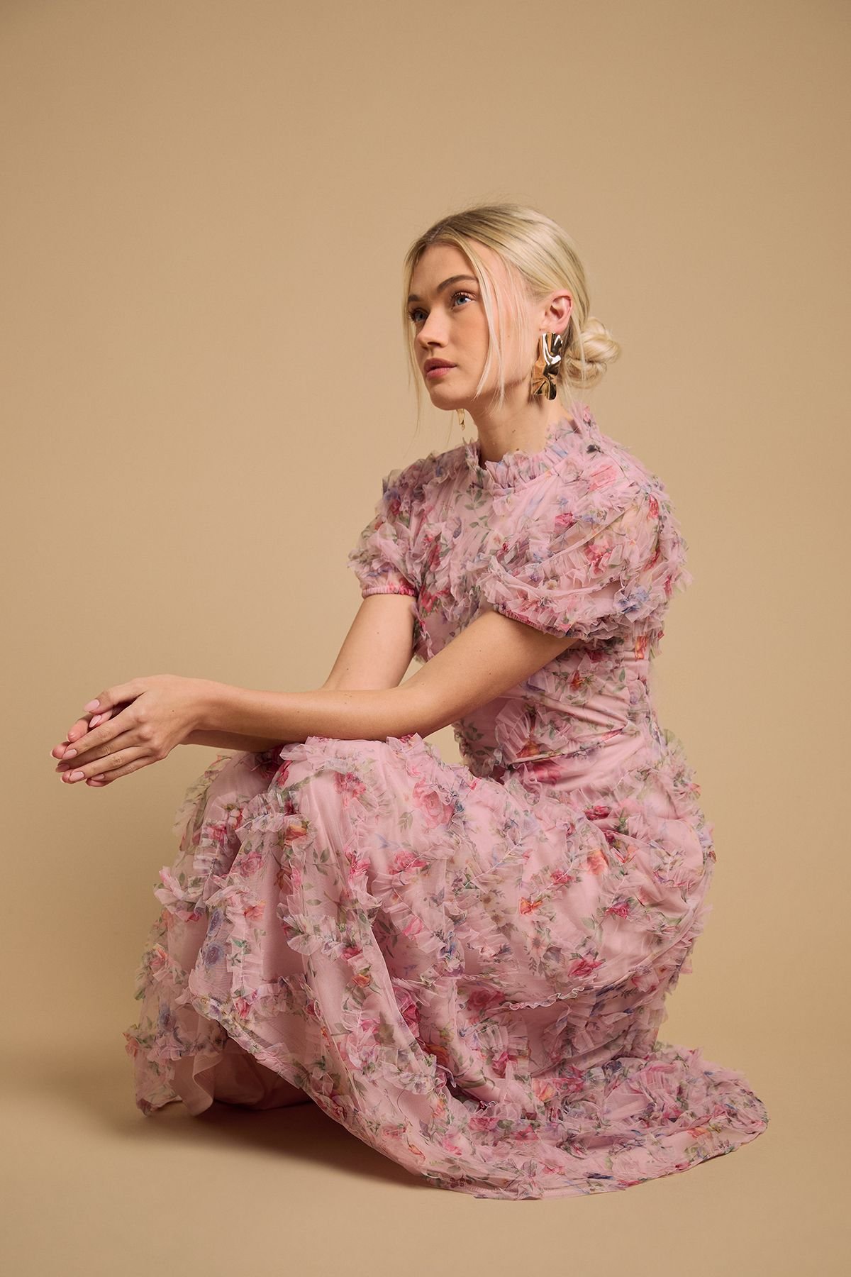 Oasis Oasis Women's Printed Textured Maxi Dress in Pink - 4