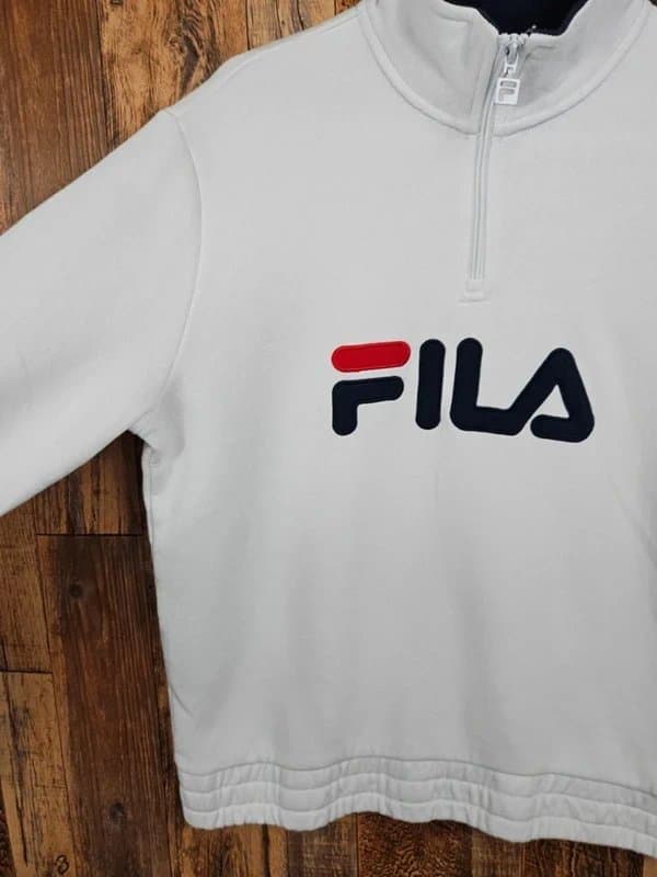 FILA FILA Quarter Zip Sweatshirt - White - Logo Front