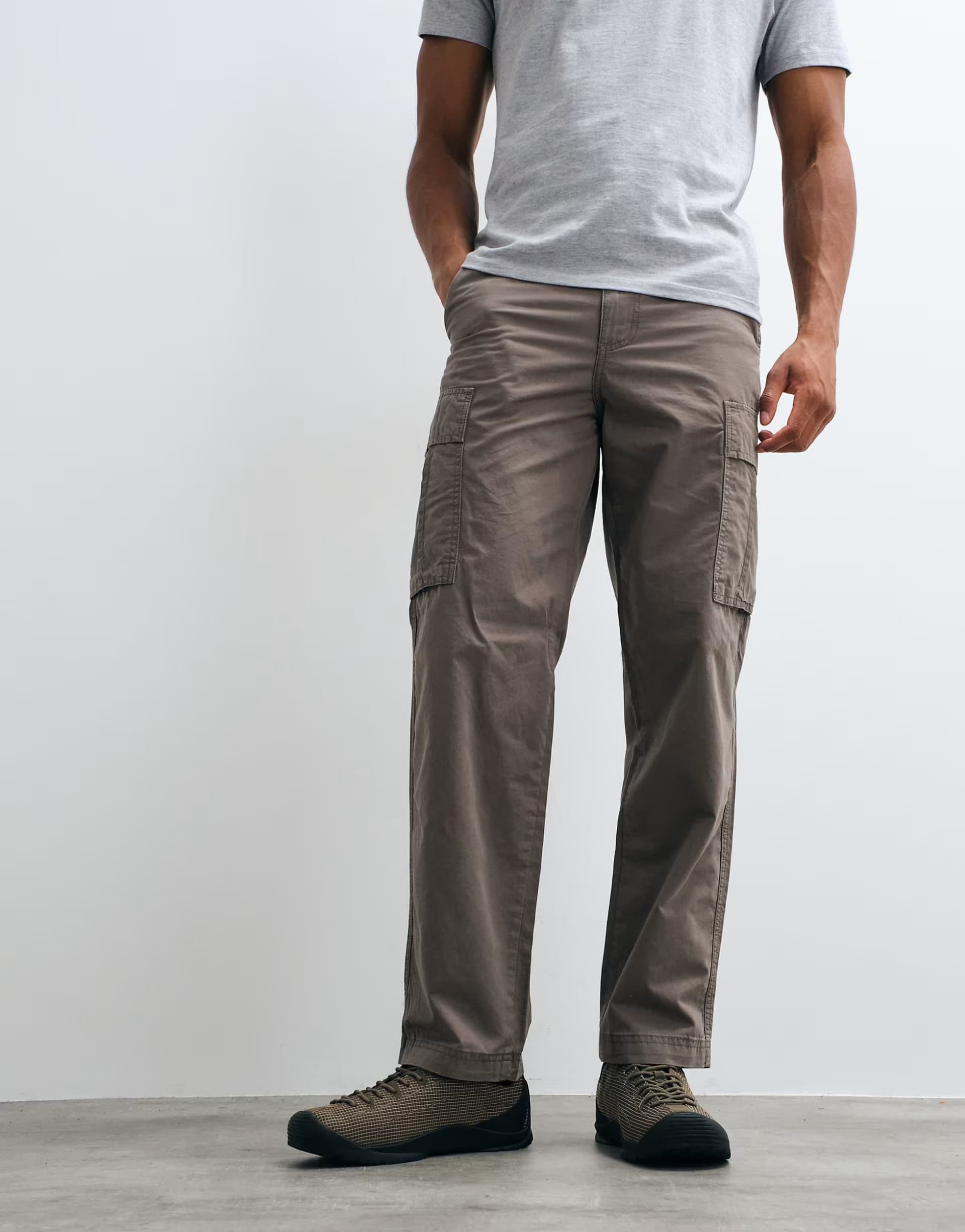 ASOS JJ Rebel straight cargo trousers in brpwn