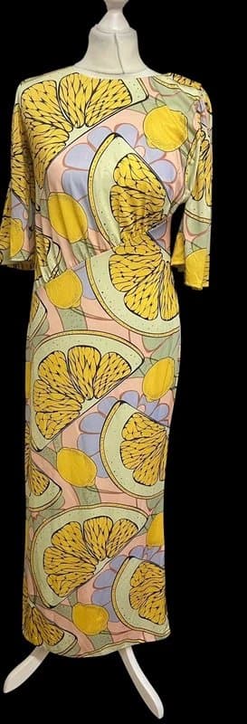 Never Fully Dressed Never Fully Dressed Lemon Print Midi Dress | Size UK 10 | RRP £165