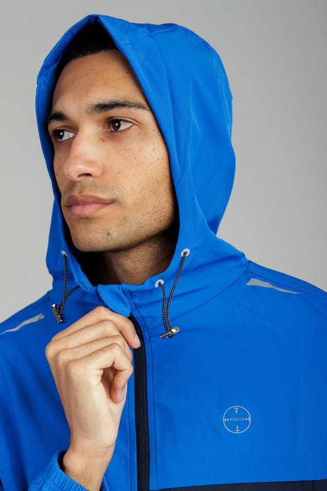 Foray Foray Men's Zip Through Multi Tonal Hooded Sports Jacket in Blue - 3