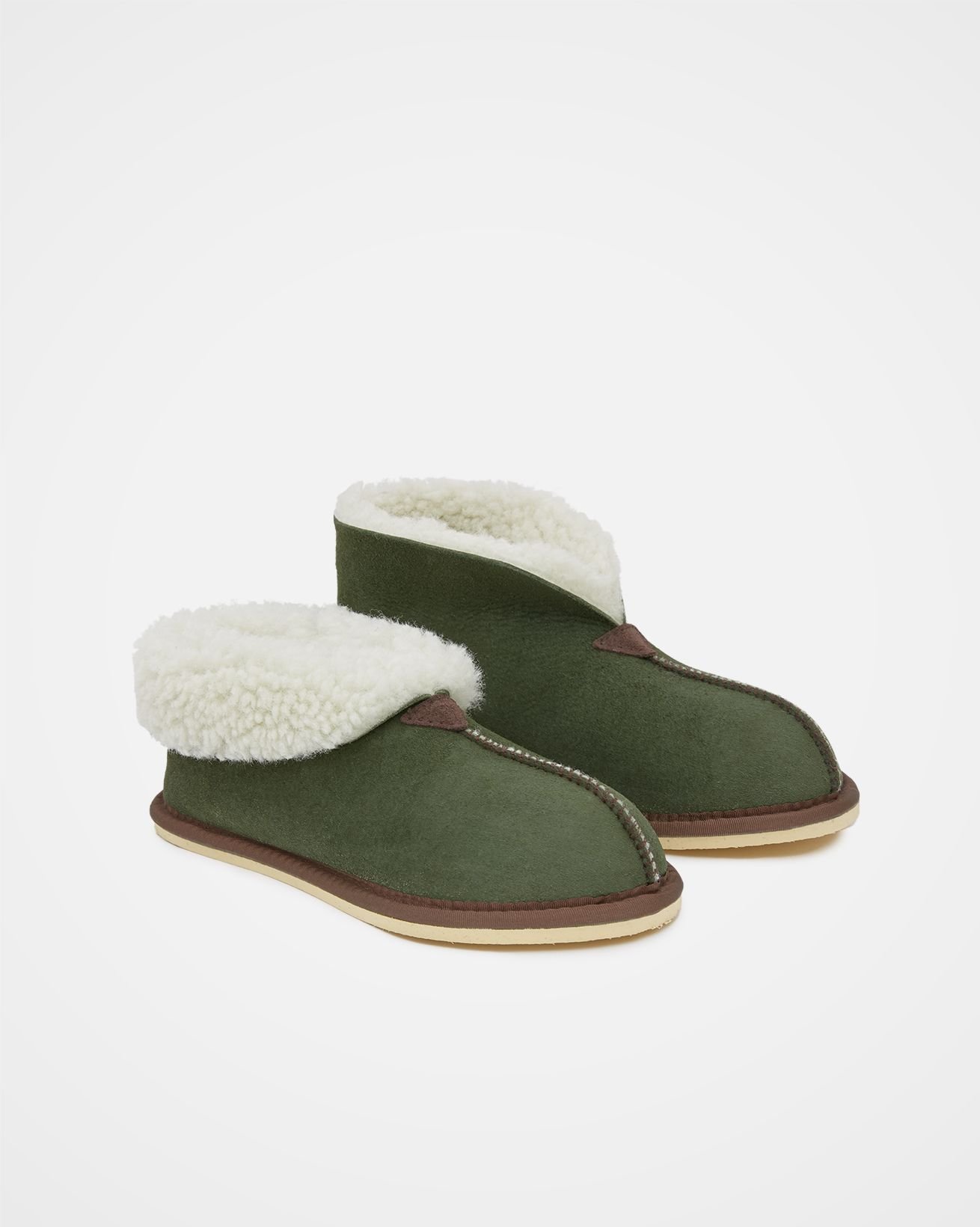 Celtic & Co Celtic & Co Women's ' Shearling Bootee Slippers in Dark Olive - 2