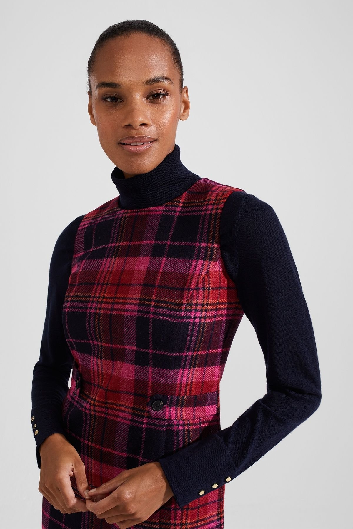 Hobbs London Hobbs London Women's Sariah Sculpted Pinafore Mini Dress in Fuchsia - 3