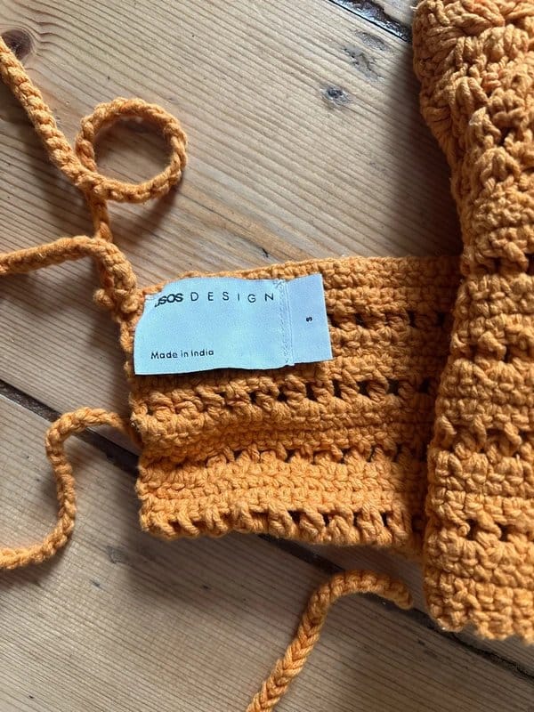 ASOS Design Orange Crochet Knitted Top