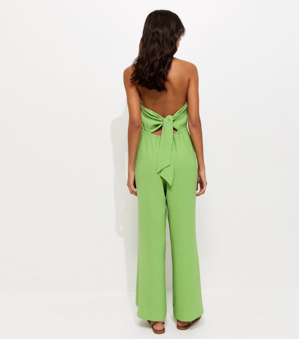 New Look Women's Bright Green Square Neck Halter Strap Jumpsuit New Look - 4