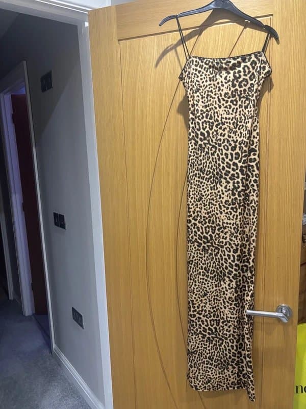 Bershka Bershka Long Open Back Leopard Print Dress
