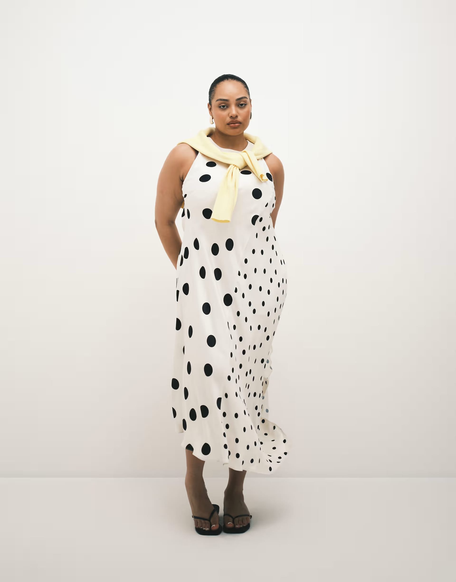 ASOS DESIGN Curve Black Spot Racer Midi Dress
