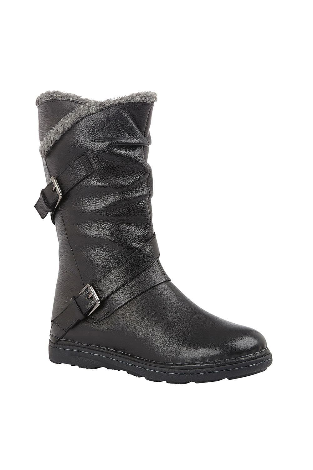 Lotus Lotus Women's 'Jolanda' Leather Mid-Calf Boots in Black