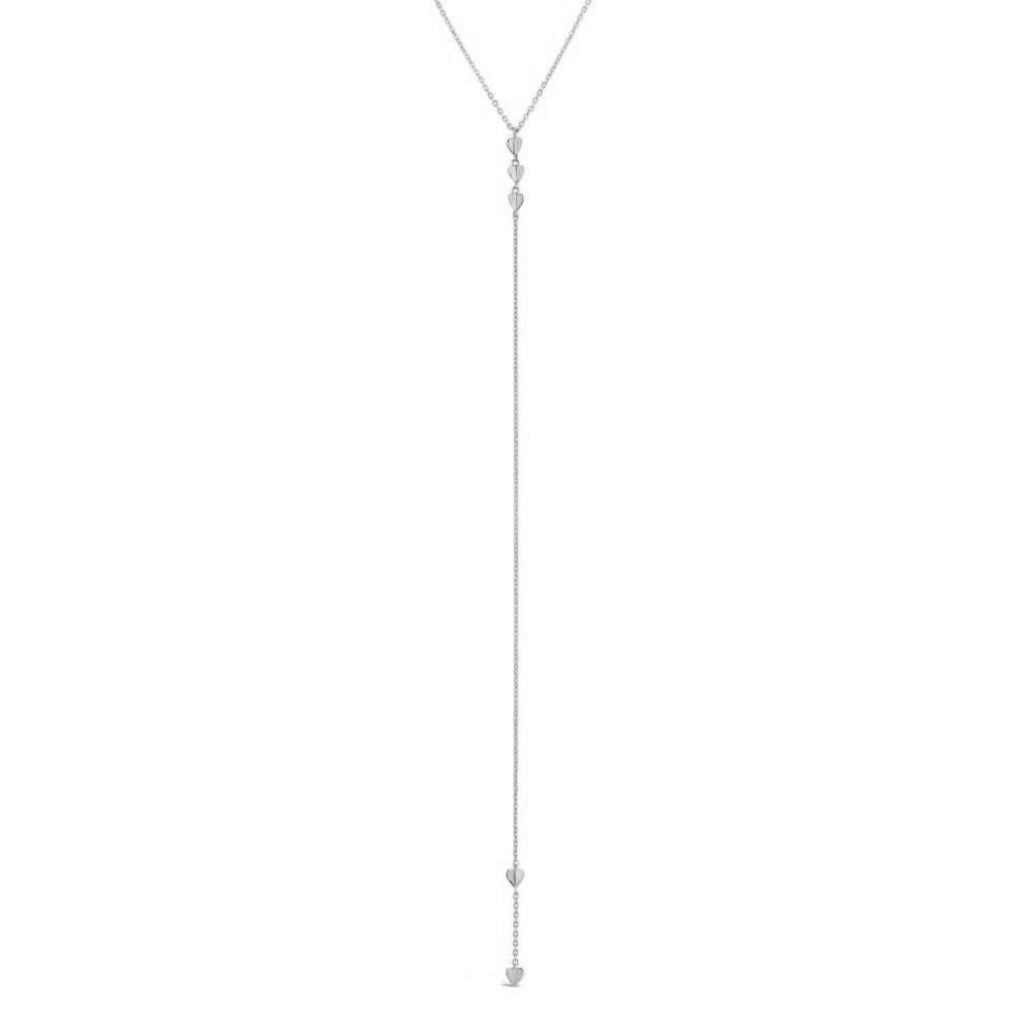 Gold Trip Gold Trip Women's Little Hearts Lariat Necklace in Silver