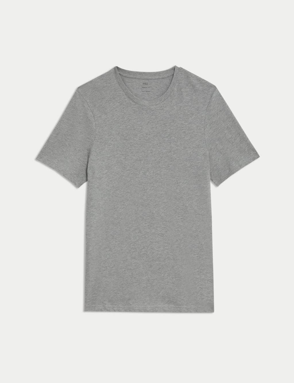 Marks & Spencer M&S Grey Marl Pure Cotton Crew Neck T-Shirt