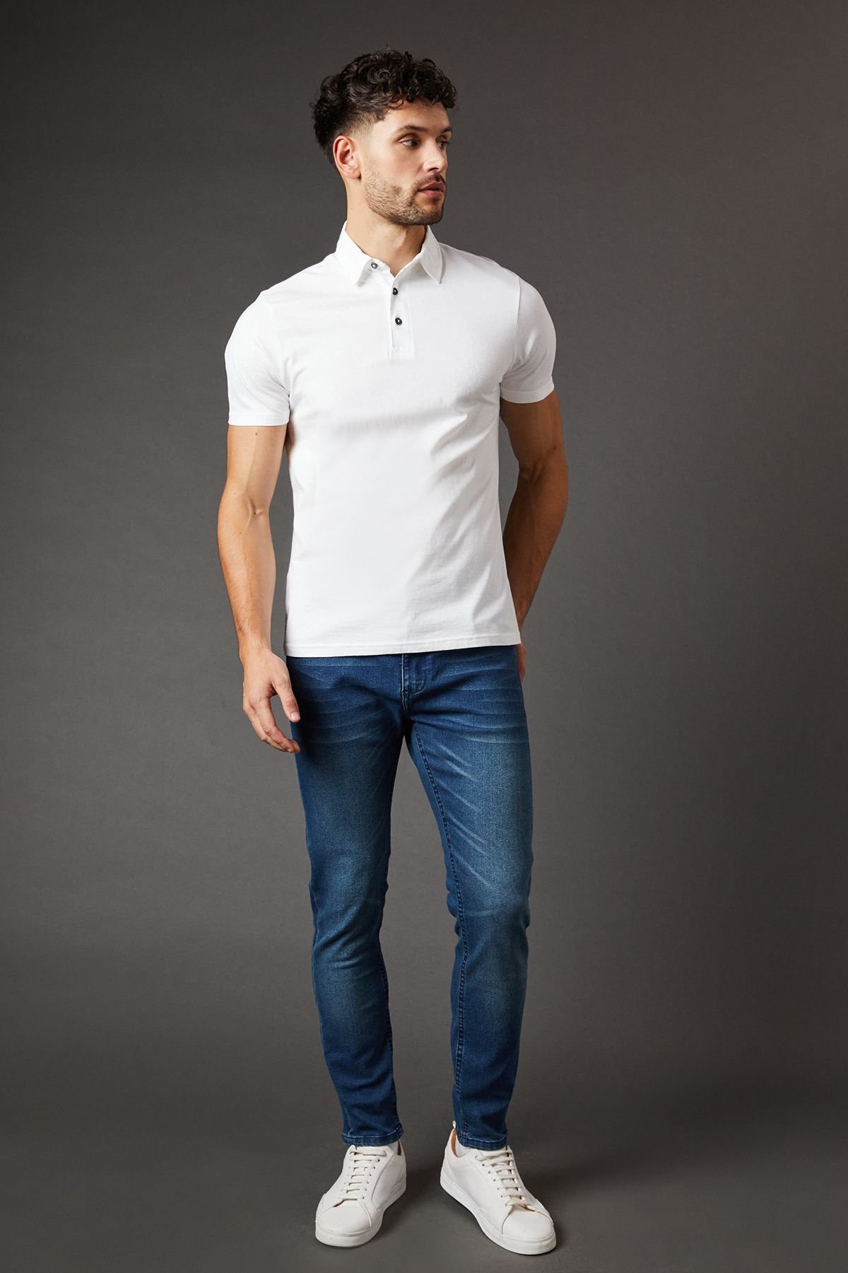 Burton Burton Men's Blue Wash Skinny Fit Jeans in Bright Blue - 4