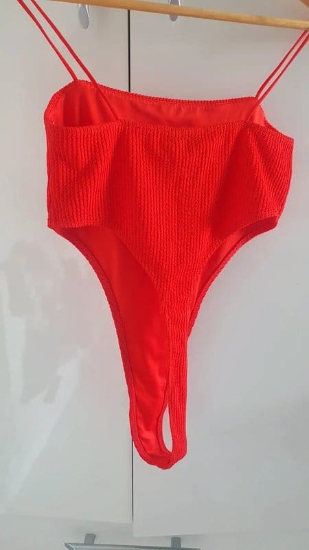 Bershka Red Ribbed Bodysuit