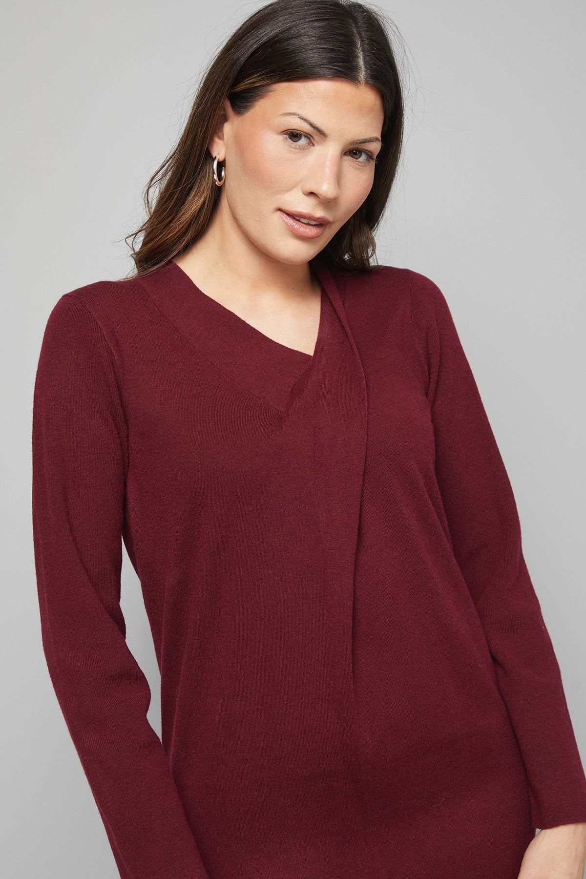 Wallis Wallis Women's Tie Neck Knitted Midi Dress in Plum - 4