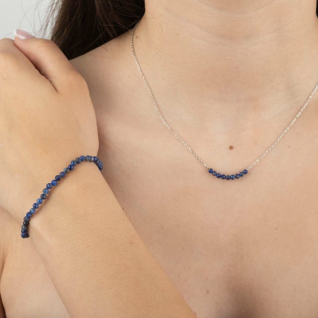 Gold Trip Gold Trip Women's Blue Lapis Beads Necklace in Silver - 2