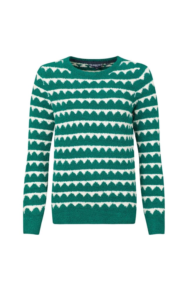 Weird Fish Weird Fish Women's Tyla Cosy Knit Scalloped Jumper in Green - 2