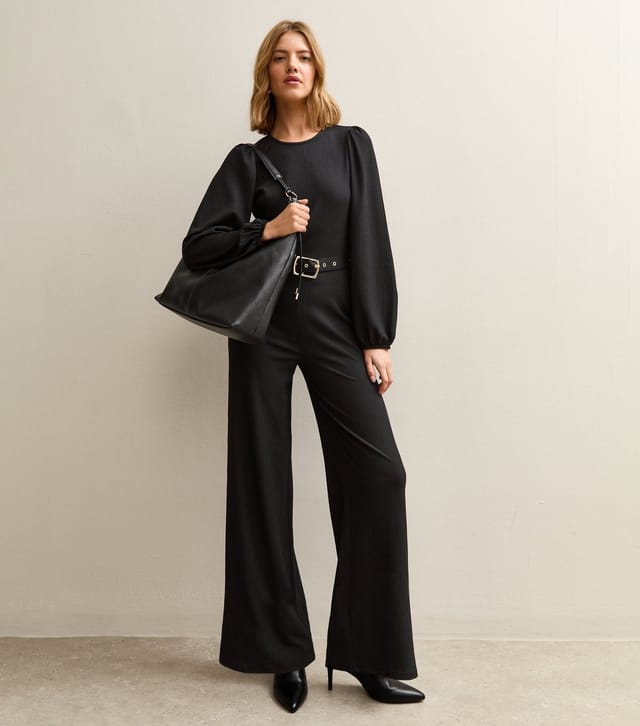 New Look Women's Black Belted Wide Leg Jumpsuit New Look - 3