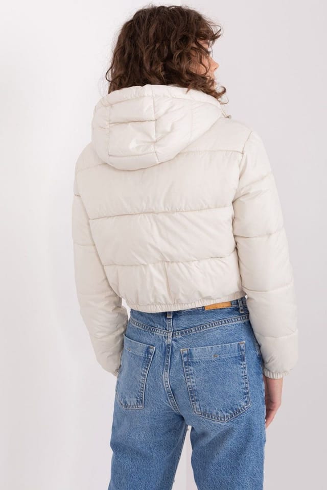 Love Lace Love Lace Women's Down Short Quilted Jacket with Detachable Hood in Beige - 3