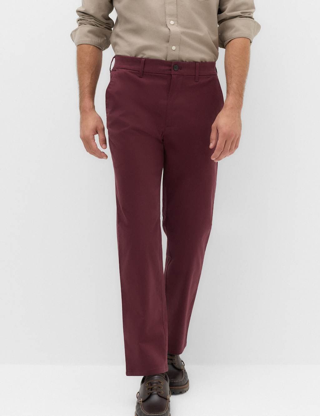 Marks & Spencer M&S Regular Fit Stretch Chinos Bordeaux