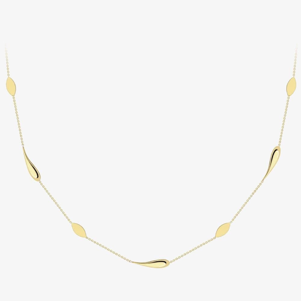 T.H.Baker T.H.Baker Women's 9ct Yellow Gold Marquise Teardrop Chain Necklace CN172-17