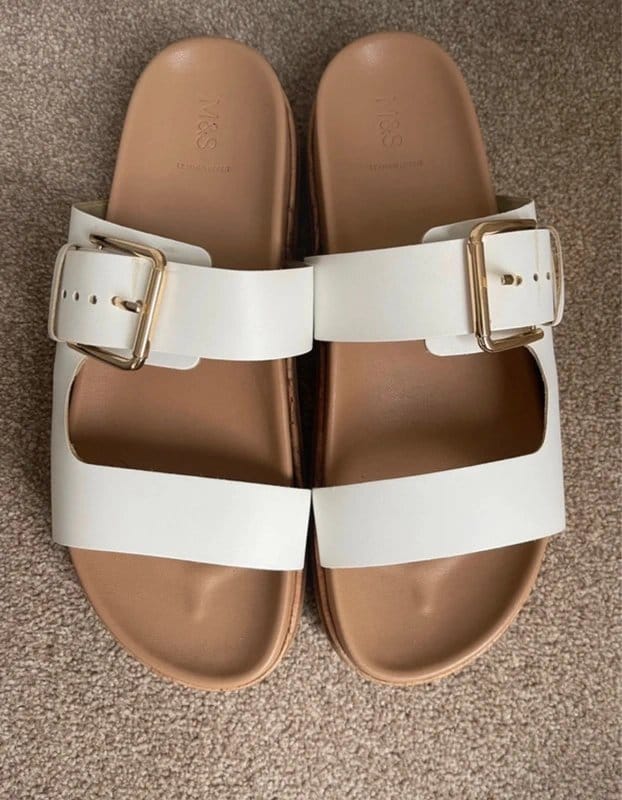 Marks & Spencer Marks & Spencer White Leather Buckle Sandals Women’s Size UK 7 Worn Twice - 1