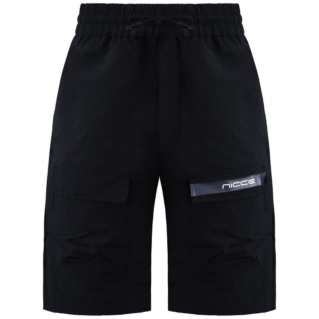 Nicce Nicce Men's Stretch Waist Black Graphic Logo Element Cargo Shorts