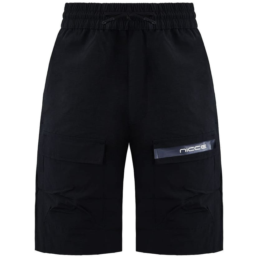 Nicce Nicce Men's Stretch Waist Black Graphic Logo Element Cargo Shorts - 1