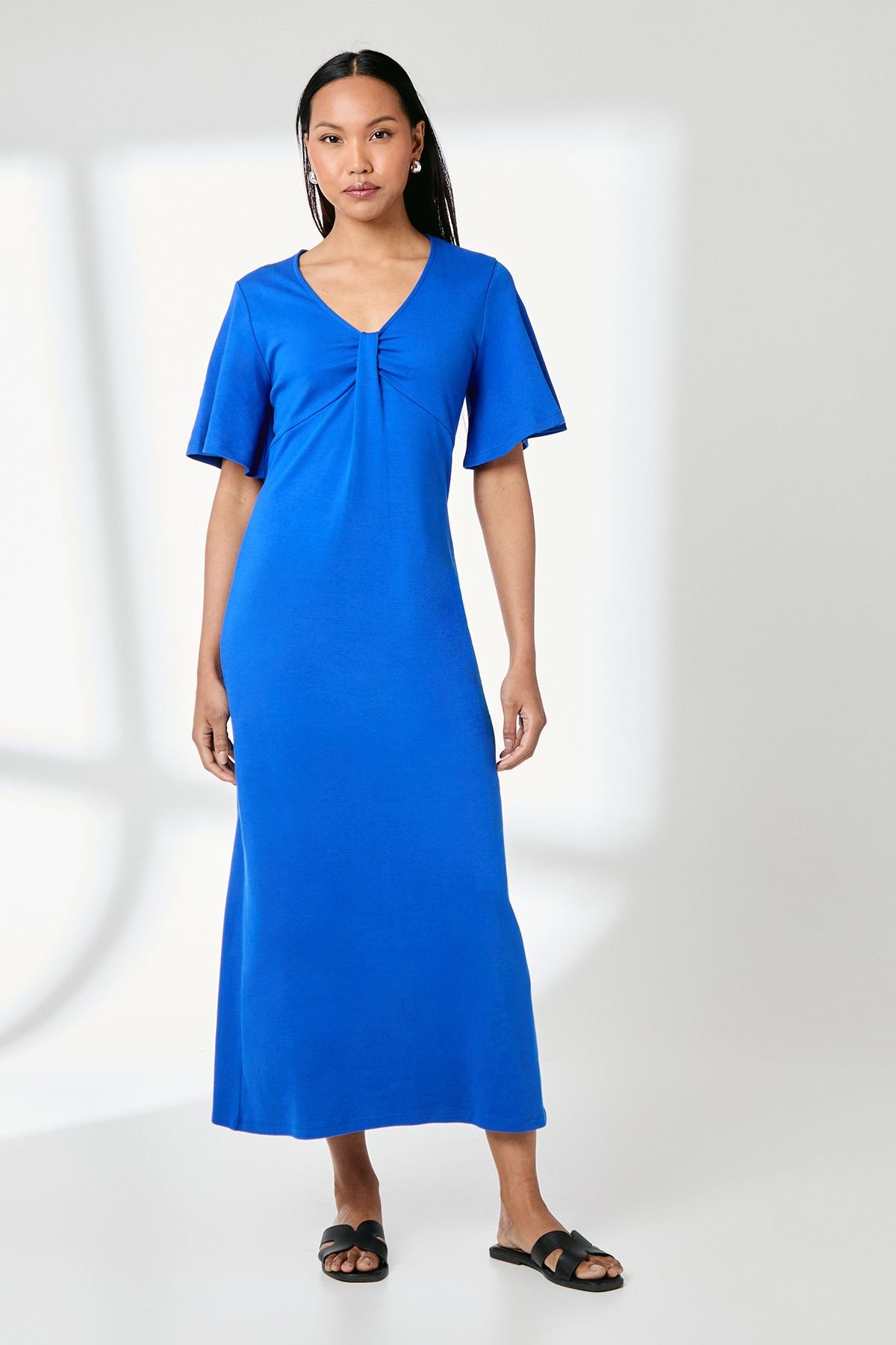 Principles Principles Women's Blue Neck Detail Jersey Midi Dress in Cobalt - 2