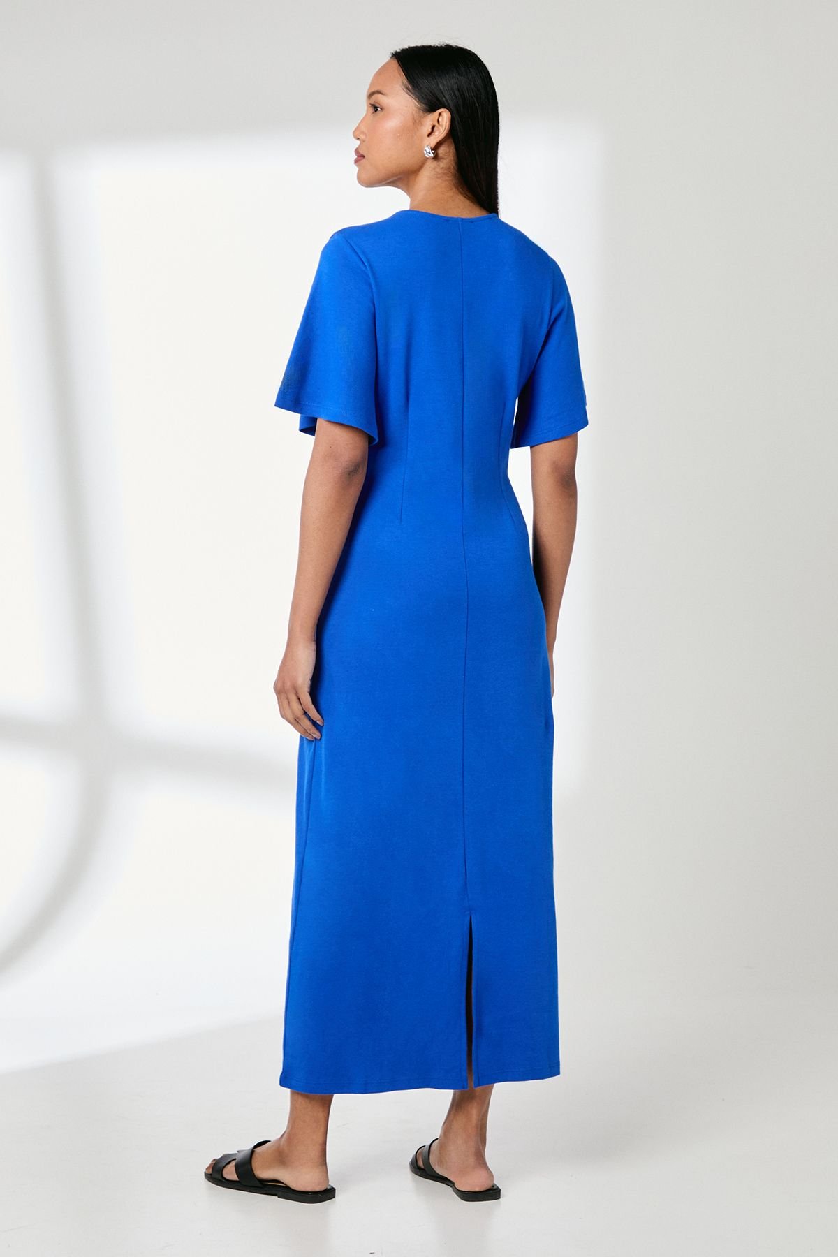 Principles Principles Women's Blue Neck Detail Jersey Midi Dress in Cobalt - 3