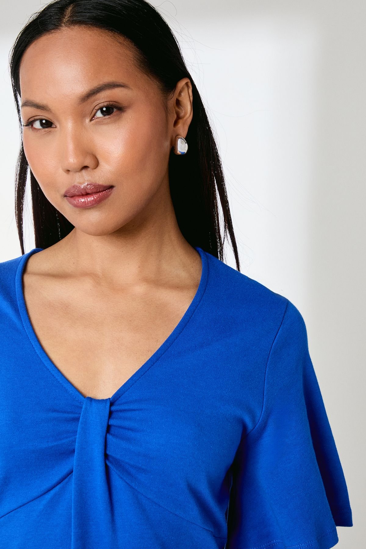 Principles Principles Women's Blue Neck Detail Jersey Midi Dress in Cobalt - 4