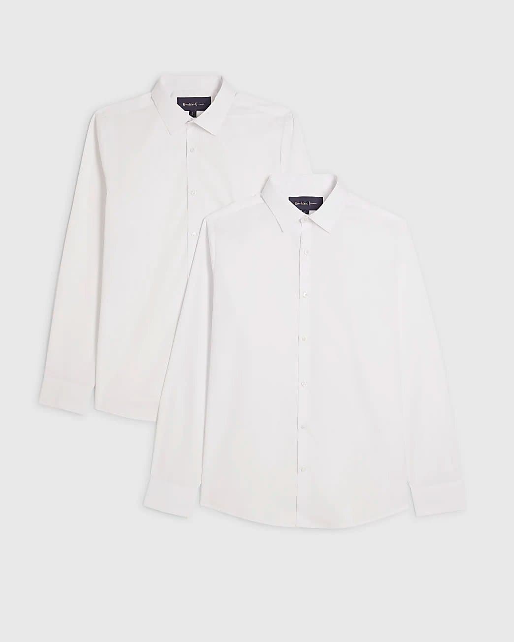 River Island Mens River Island White Slim Fit Pack Of 2 Shirts