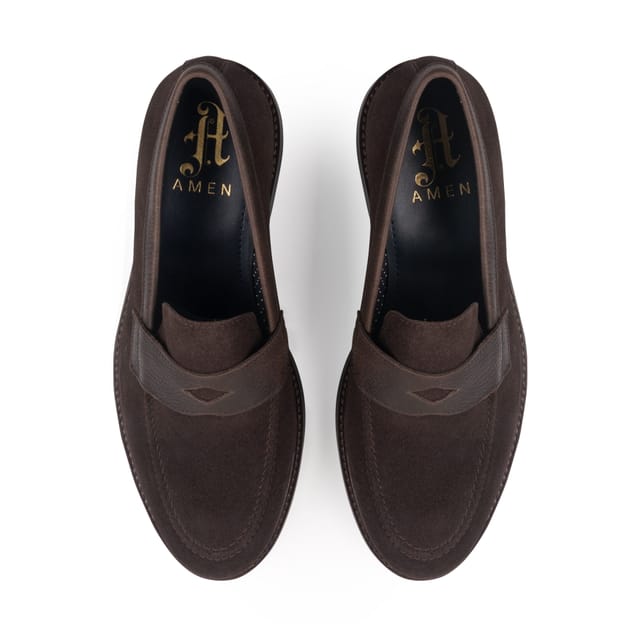 Amen Shoes Amen Shoes Men's Waterford Leather Formal Loafers in Dark Brown - 2