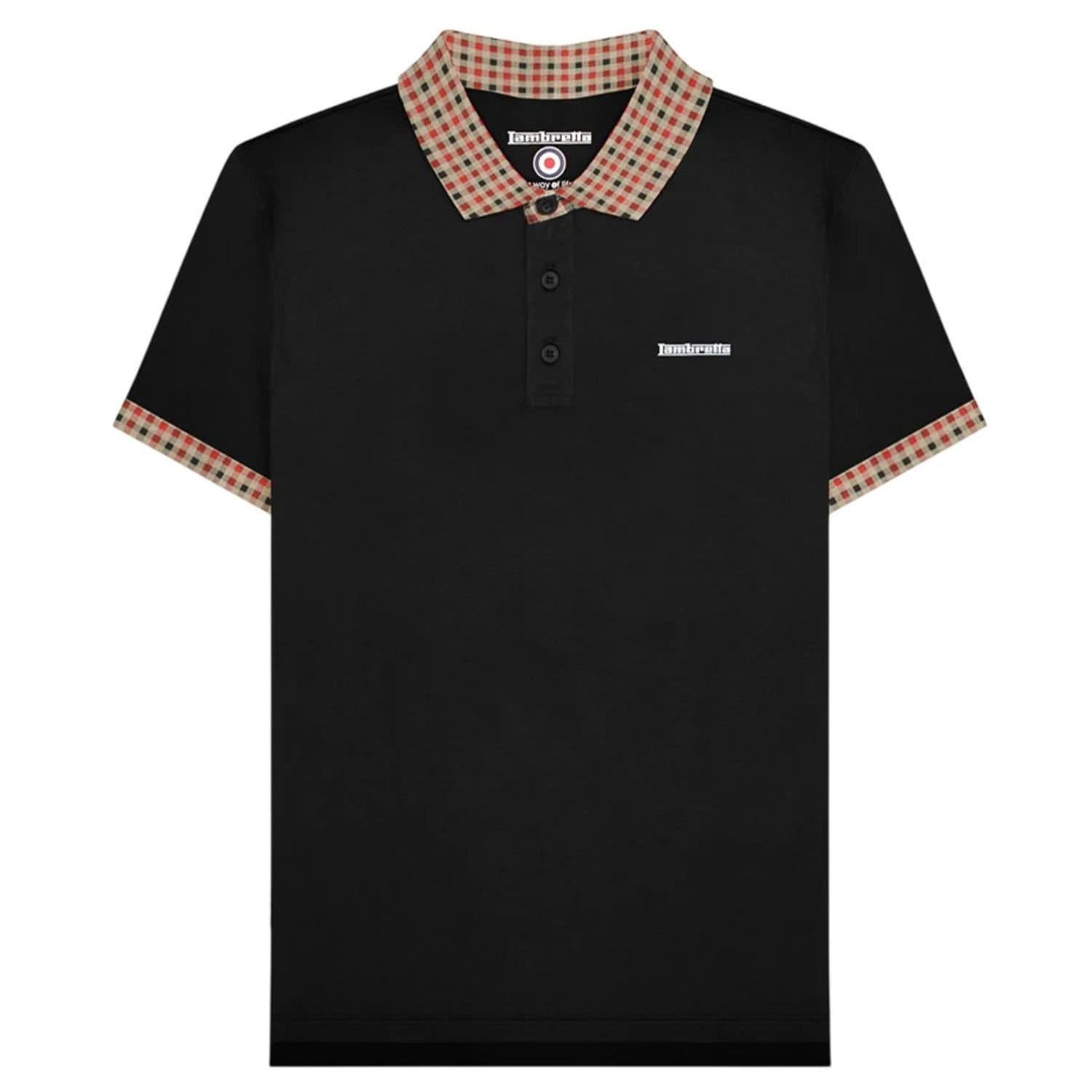 Lambretta Lambretta Men's SS25 Gingham Polo Shirt in Black