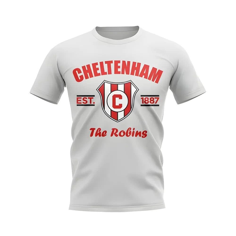 Cheltenham Town Cheltenham Town Men's Personalised Cheltenham Established Football T-Shirt in White