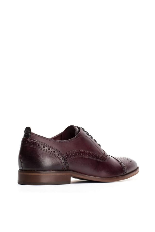 Base London Base London Men's Cast Washed Brogue Shoe in Dark Red - 2