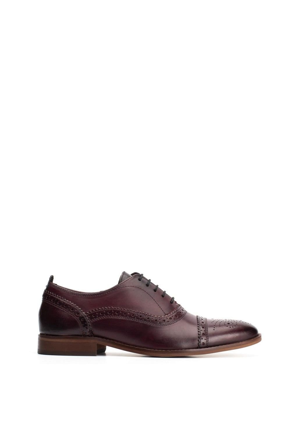 Base London Base London Men's Cast Washed Brogue Shoe in Dark Red - 4