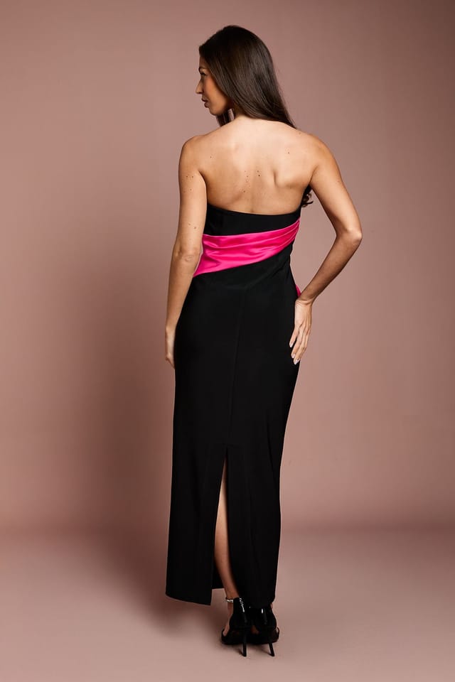 Coast Coast Women's Bandeau Contrast Bow Detail Column Maxi Dress in Black - 3