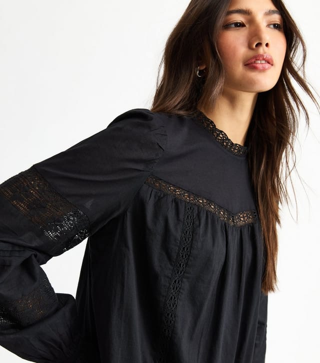 New Look Women's Black Lace Insert Mini Dress New Look - 3