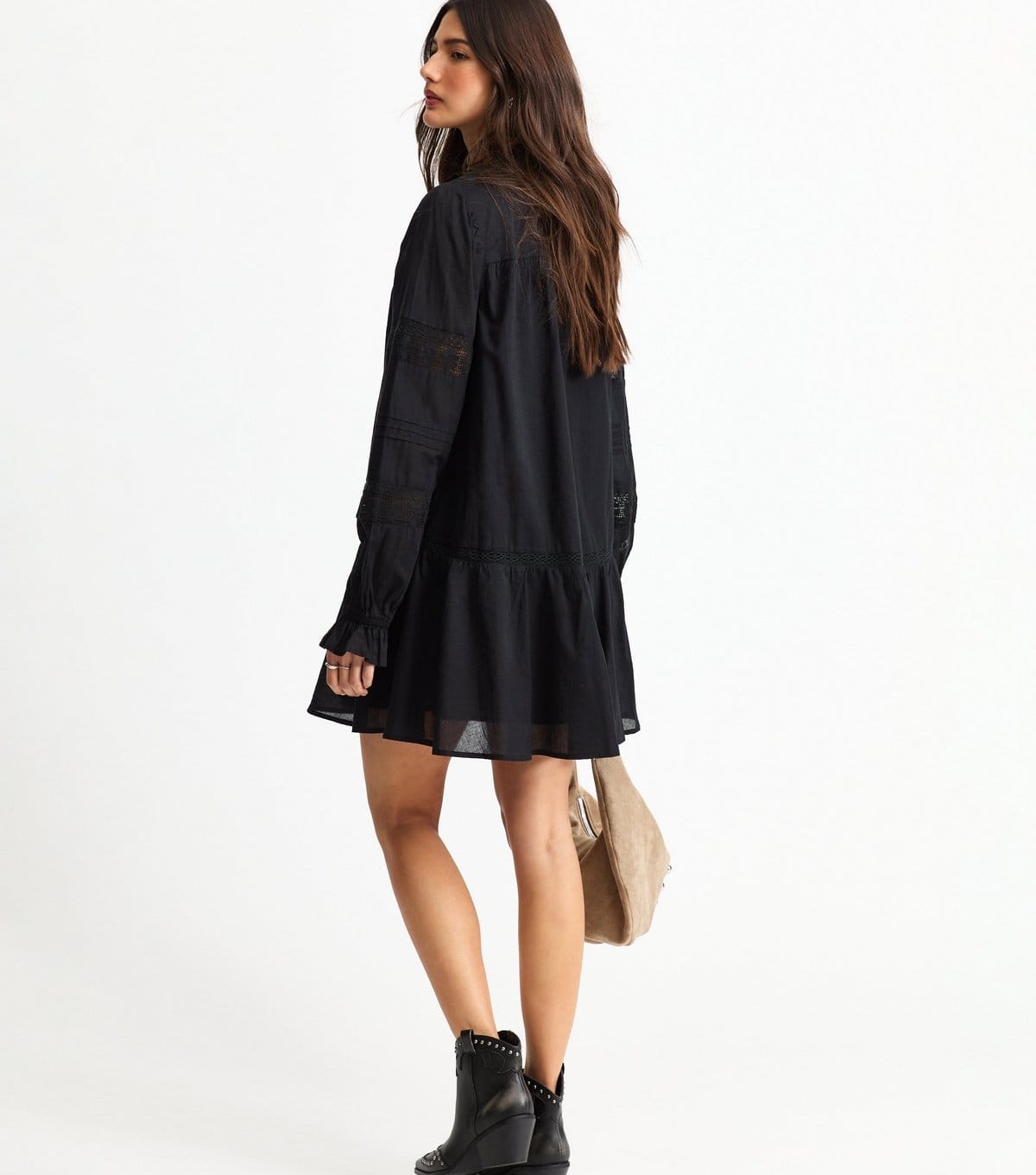 New Look Women's Black Lace Insert Mini Dress New Look - 4