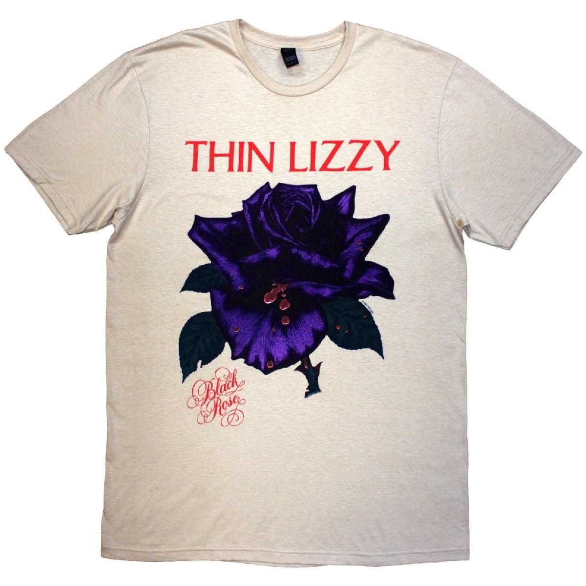 Thin Lizzy Thin Lizzy Men's Black Rose Track List T-Shirt in Natural - 1
