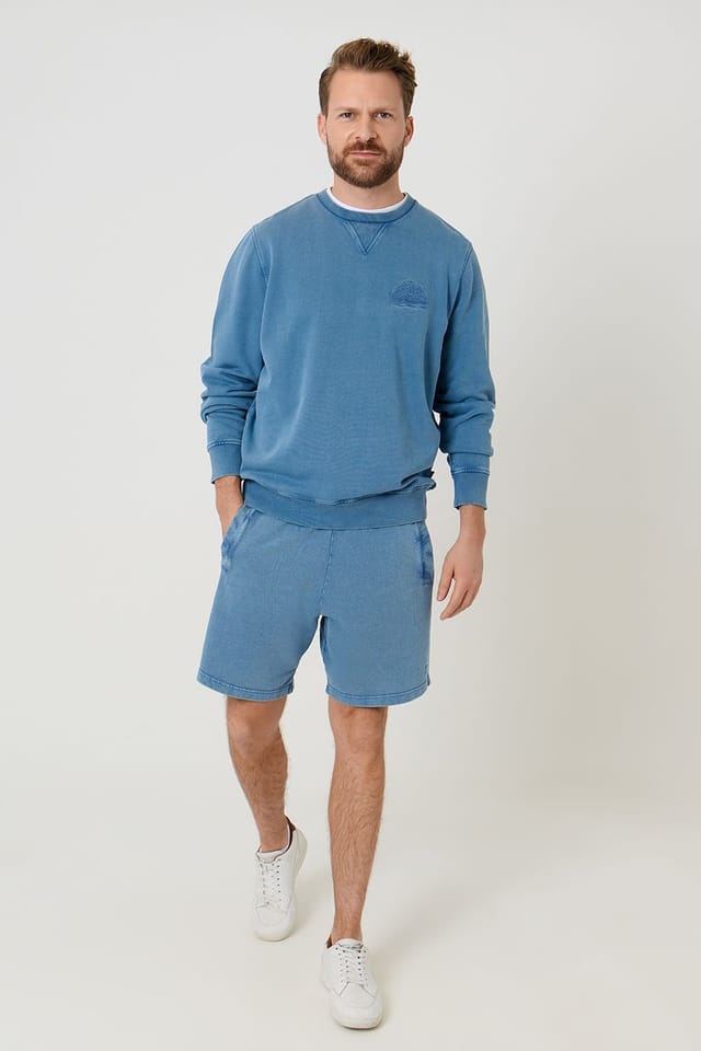 Saltwell Saltwell Men's Drawstring Cotton Sweat Shorts in Blue - 3