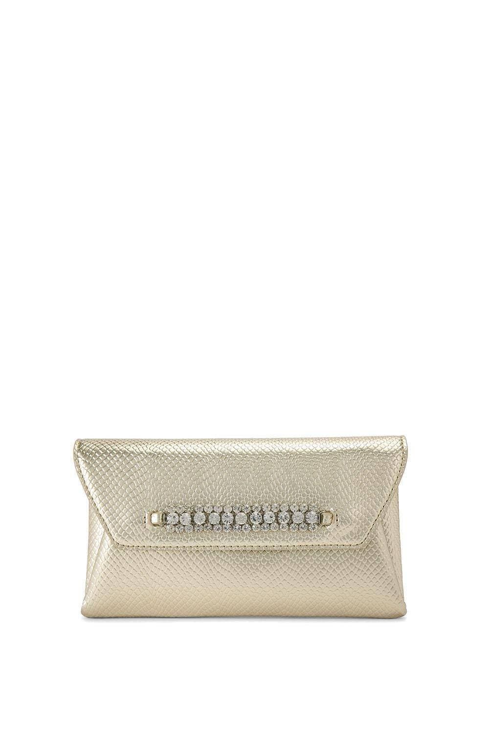 Carvela Carvela Gold Lizard Embossed Clutch Bag with Crystal Detail