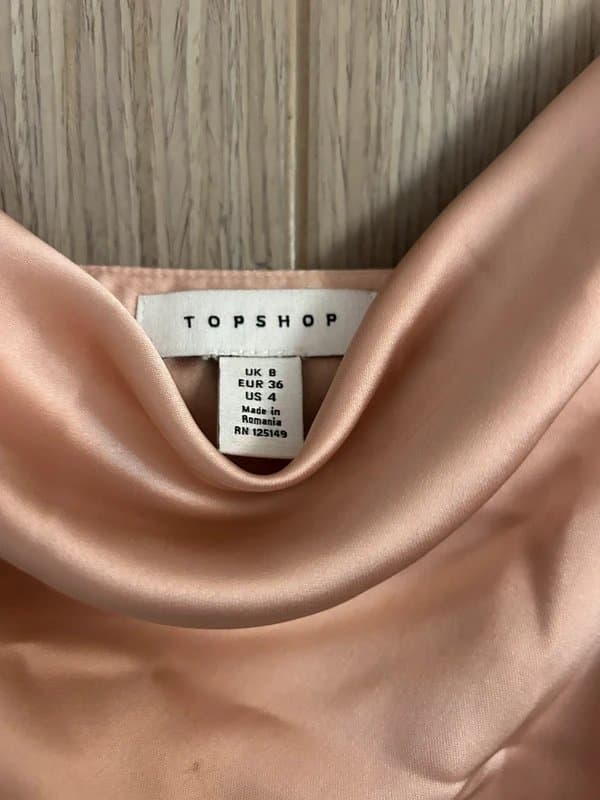 Topshop Peach / Blush Satin Ruched Mini Dress