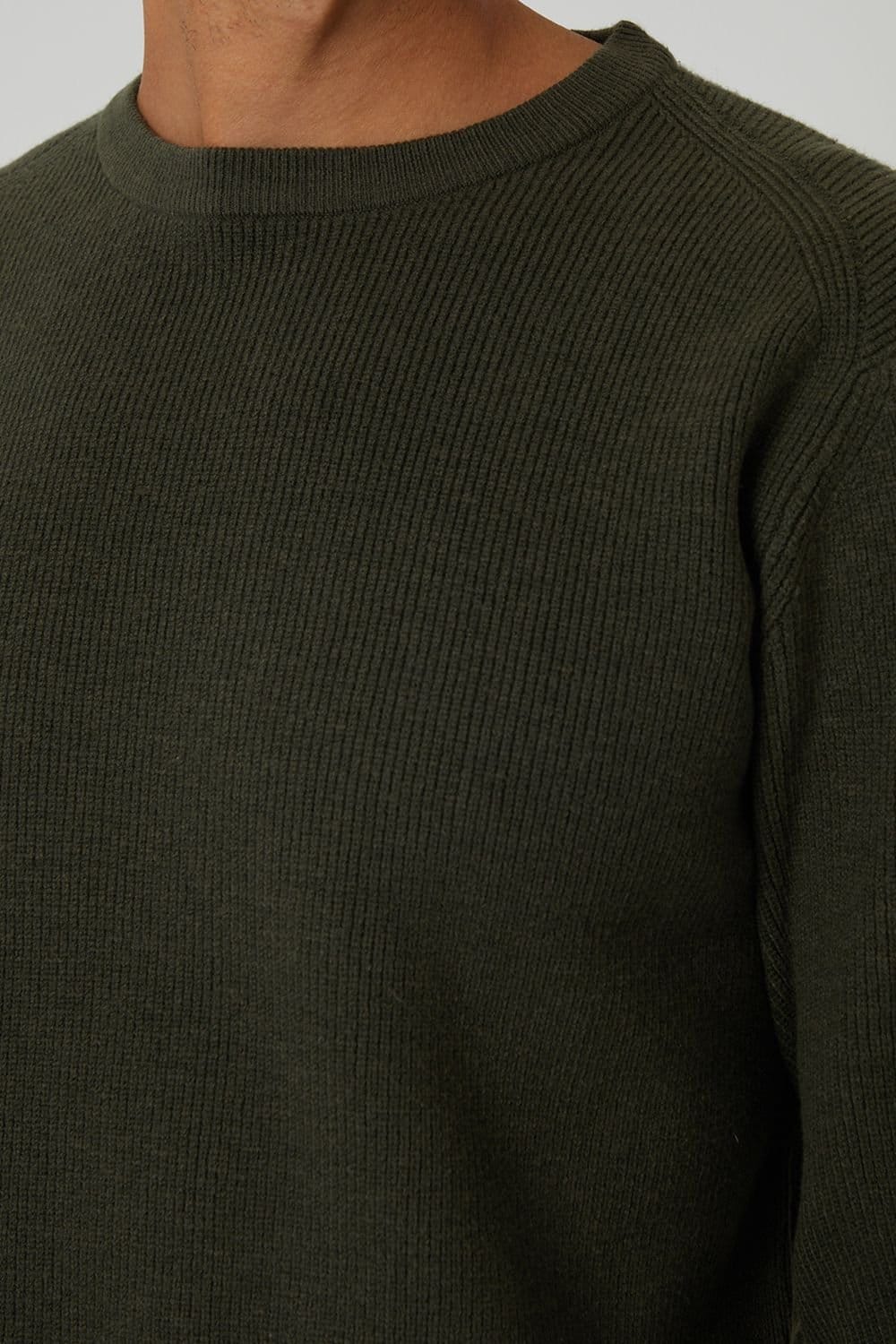 Threadbare Threadbare Men's Rib Knit Crew Neck Jumper in Green - 4