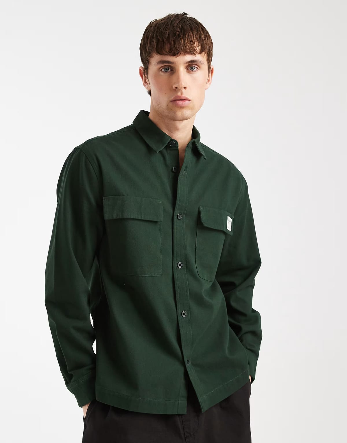 ASOS ASOS DESIGN casual overshirt with badge in green - 1