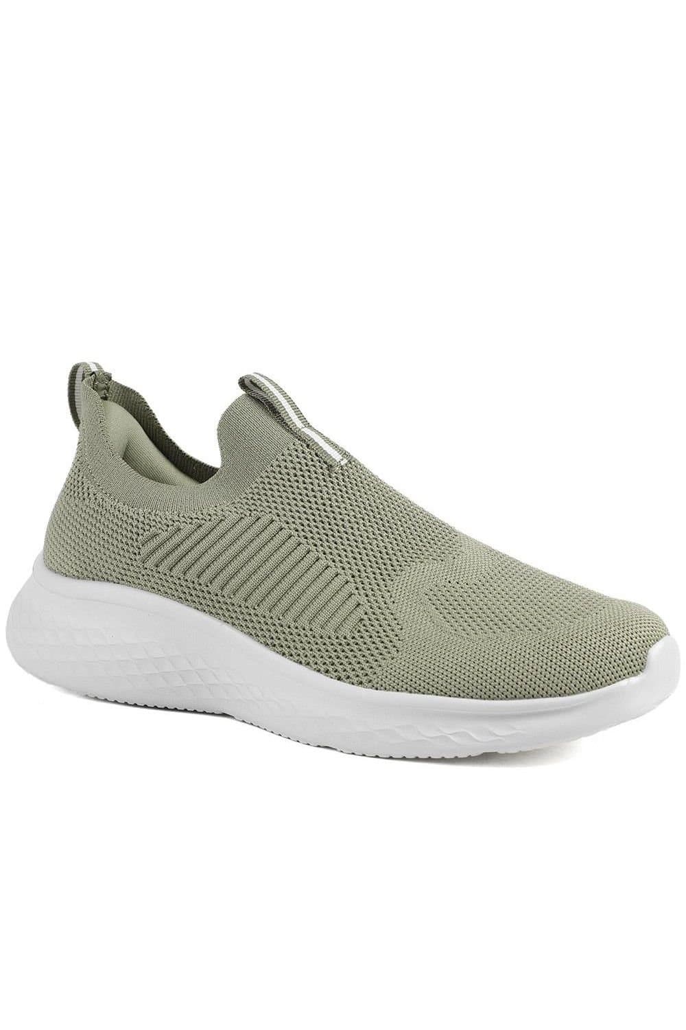 Pavers Pavers Khaki Knit Slip-On Trainers
