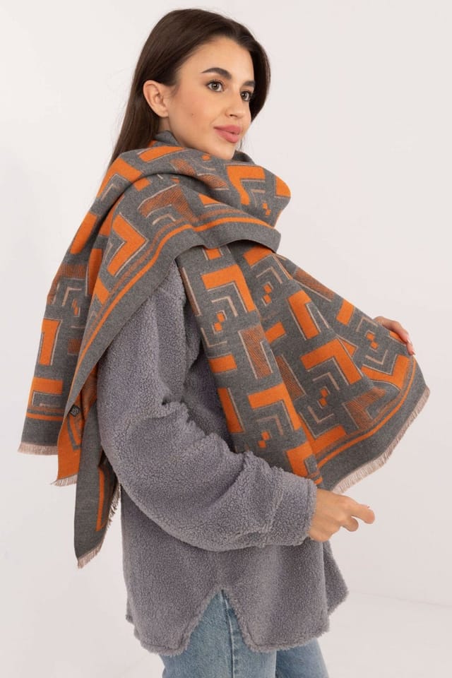 Love Lace Love Lace Women's Geometric Tassel Viscose Scarf Soft Modern Shawl Lightweight in Grey - 2