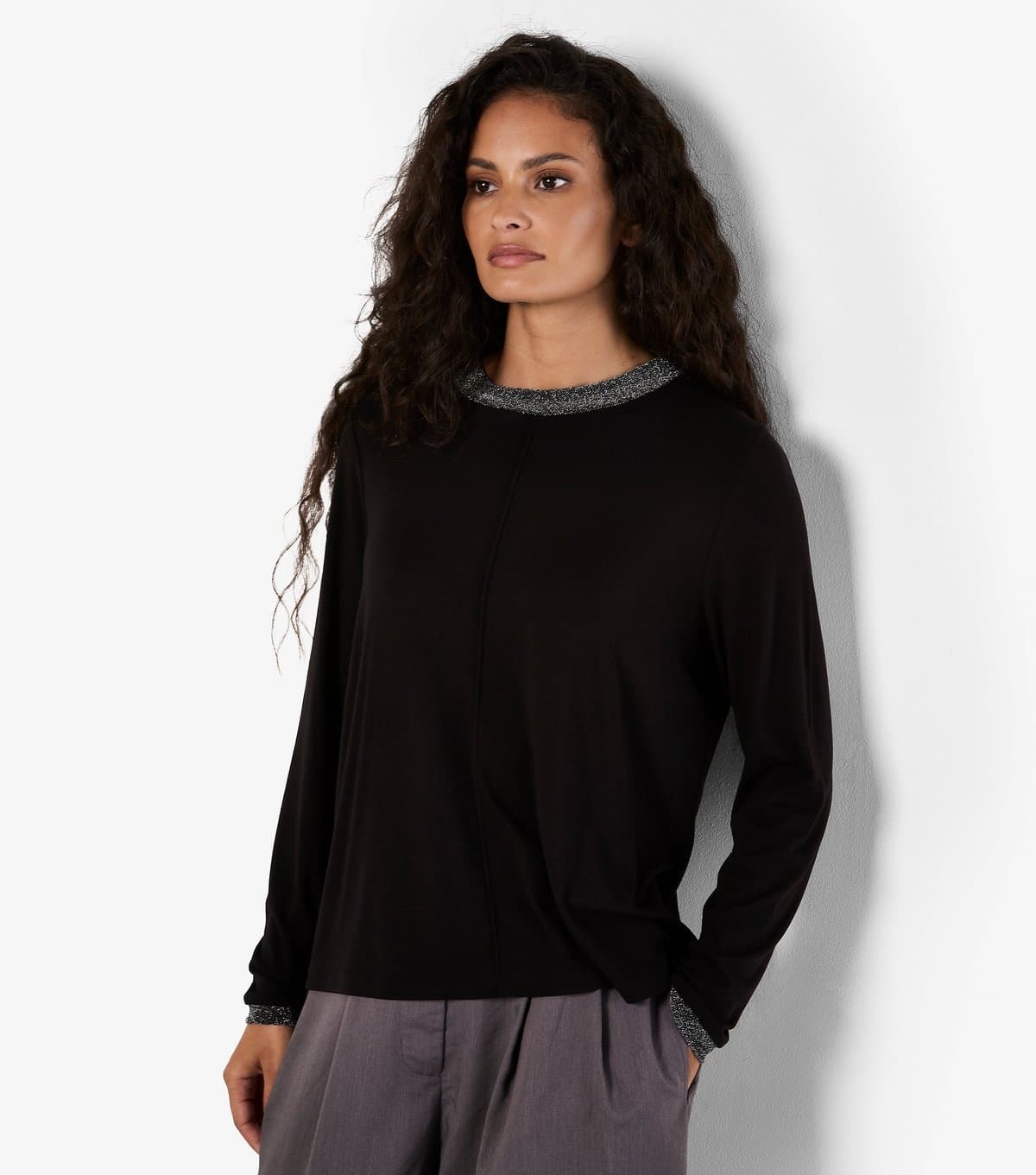 Apricot Women's Black Metallic Trim Top Apricot New Look